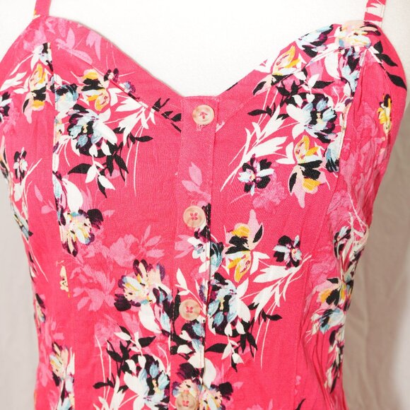 Torrid Linen Look LNC Adjustable Size 1 Bright Vibrant Pink Floral Tank Top - Picture 7 of 8